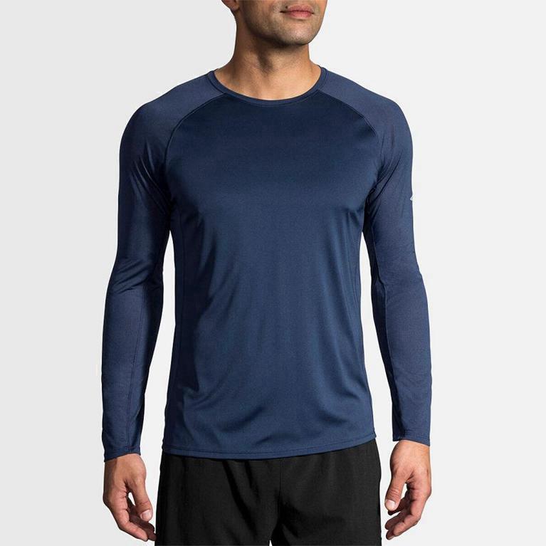 Brooks Men's Stealth Long Sleeve Running Shirt Singapore - Blue (72410-ZEAD)